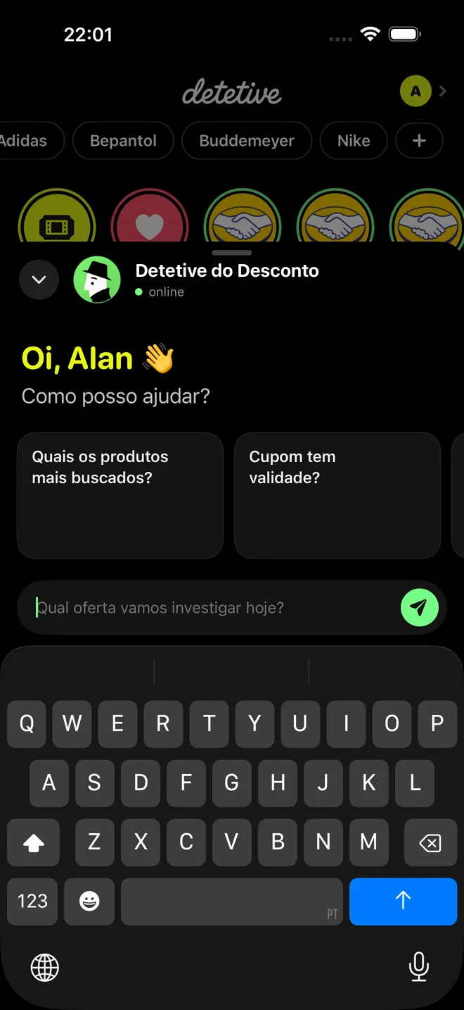 Conversa com o Detetive dentro do app